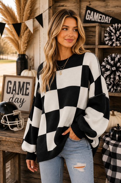 PREORDER: Cozy Checker Sweater RERUN 9.28.26
