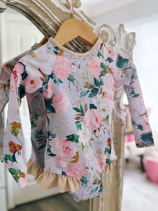 RTS: Girls Long Sleeve Floral swims