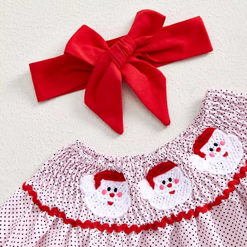 RTS: Embroidered Santa Face Dress