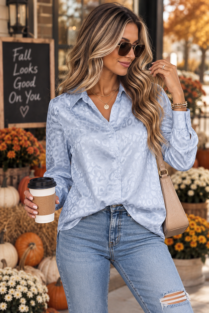 PREORDER: The Sienna Satin Leopard Blouse 9.28.26