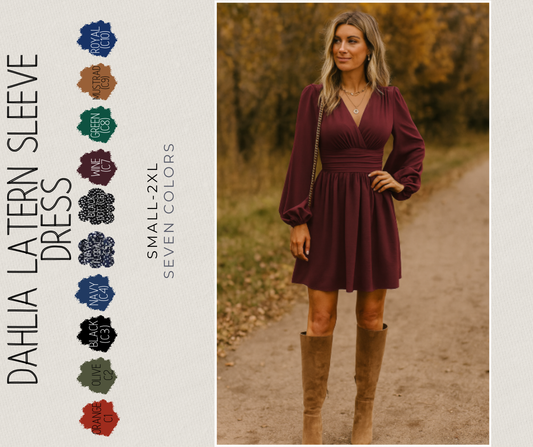 PREORDER: Dahlia Lantern Sleeve Dress 9.8.25