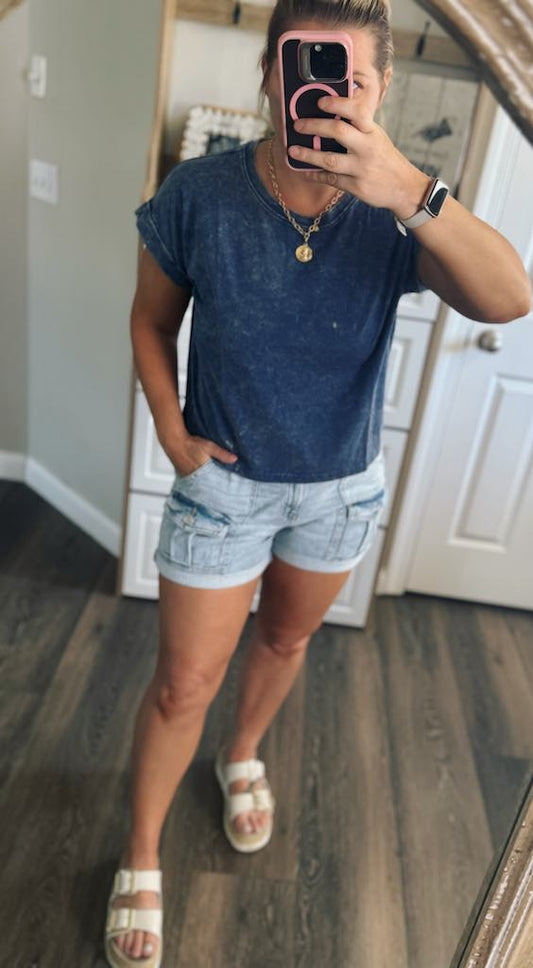 rts: washed cotton mid crop tee zenana