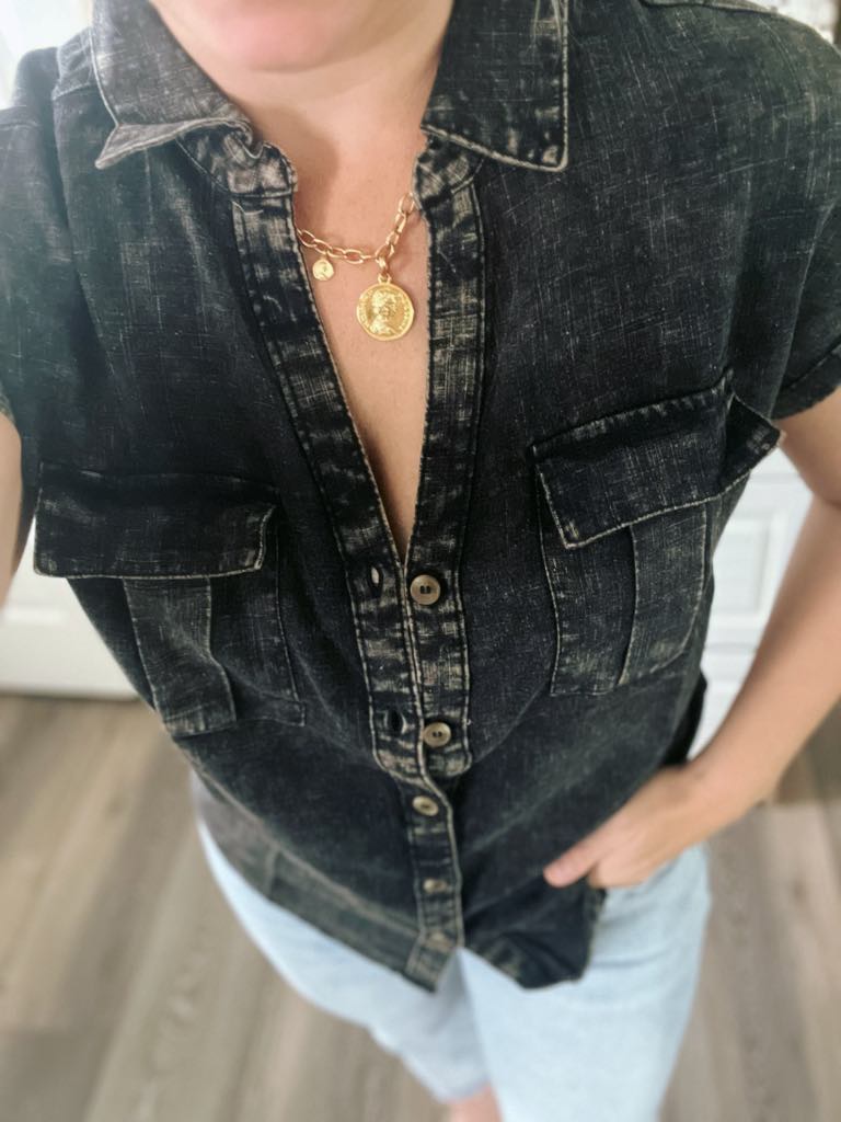 RTS: Zenana Washed Linen Button Down