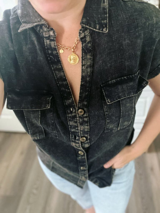 RTS: Zenana Washed Linen Button Down