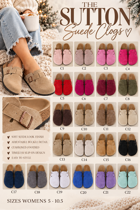PREORDER: The Sutton Suede Clogs RERUN 11.2.26