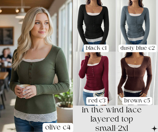 PREORDER: In The Wind Lace Layered Top 1.19.26 osym
