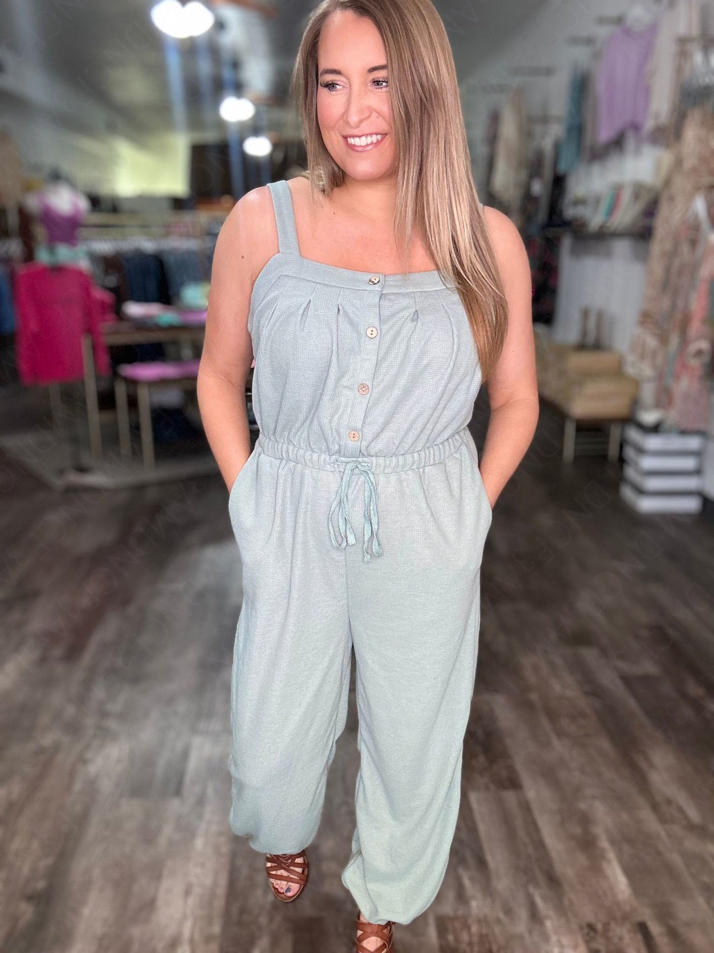 RTS: The Donna Waffle Knit Jumpsuit