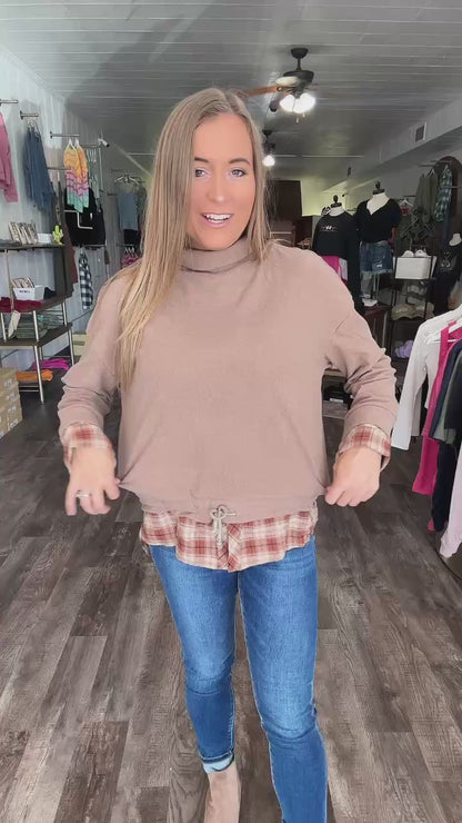 RTS: The Kelli Layered Knit and Flannel Top-