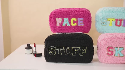 rts: Plush Chenille Letter Cosmetic Bag-