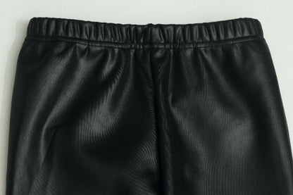 RTS: Girls Fleece lined faux leather leggings-