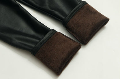 RTS: Girls Fleece lined faux leather leggings-
