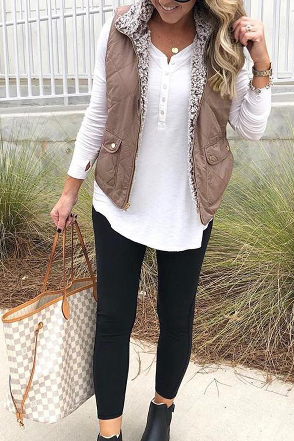RTS Reversable sherpa quilted puff vest-