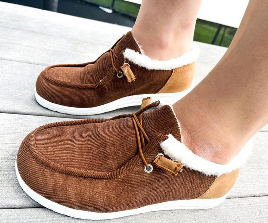 RTS: Corduroy Fleece Lined Slip-ons-