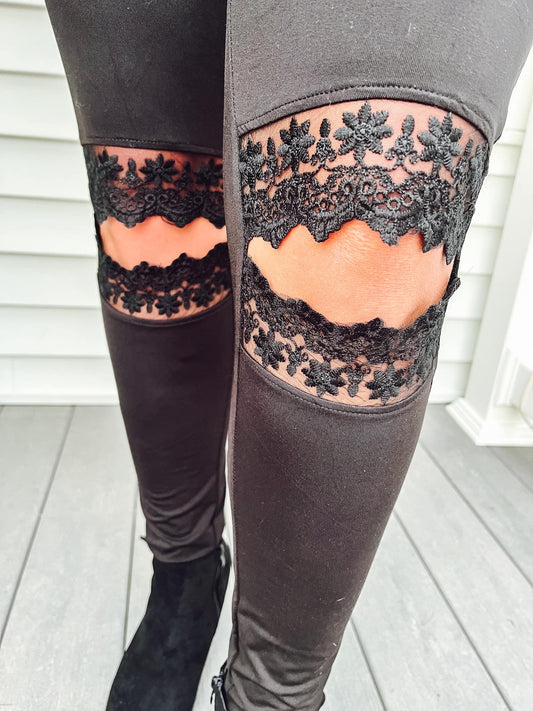 RTS: Lace Cutout Leggings-
