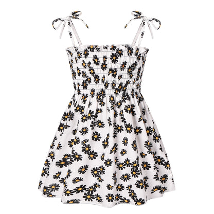RTS: smocked tie shoulder dress-