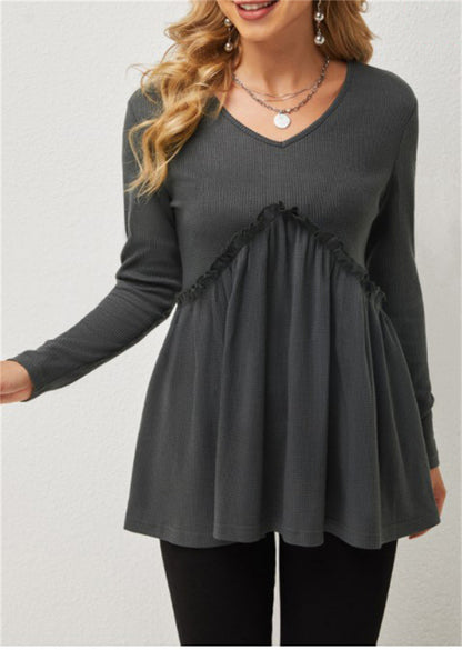 RTS: Babydoll Waffle Knit Shirt-