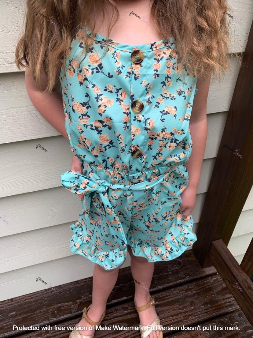 RTS: Mint Floral Romper-