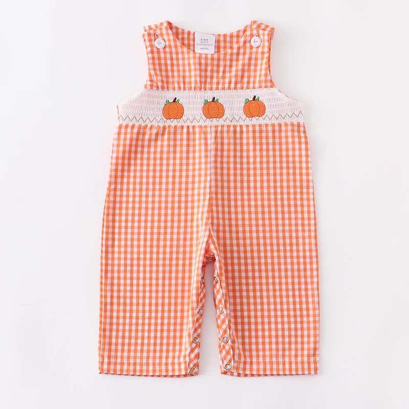 RTS: Kids Embroidered Pumpkin Outfits (Dress, Onesie and Boy Romper)-