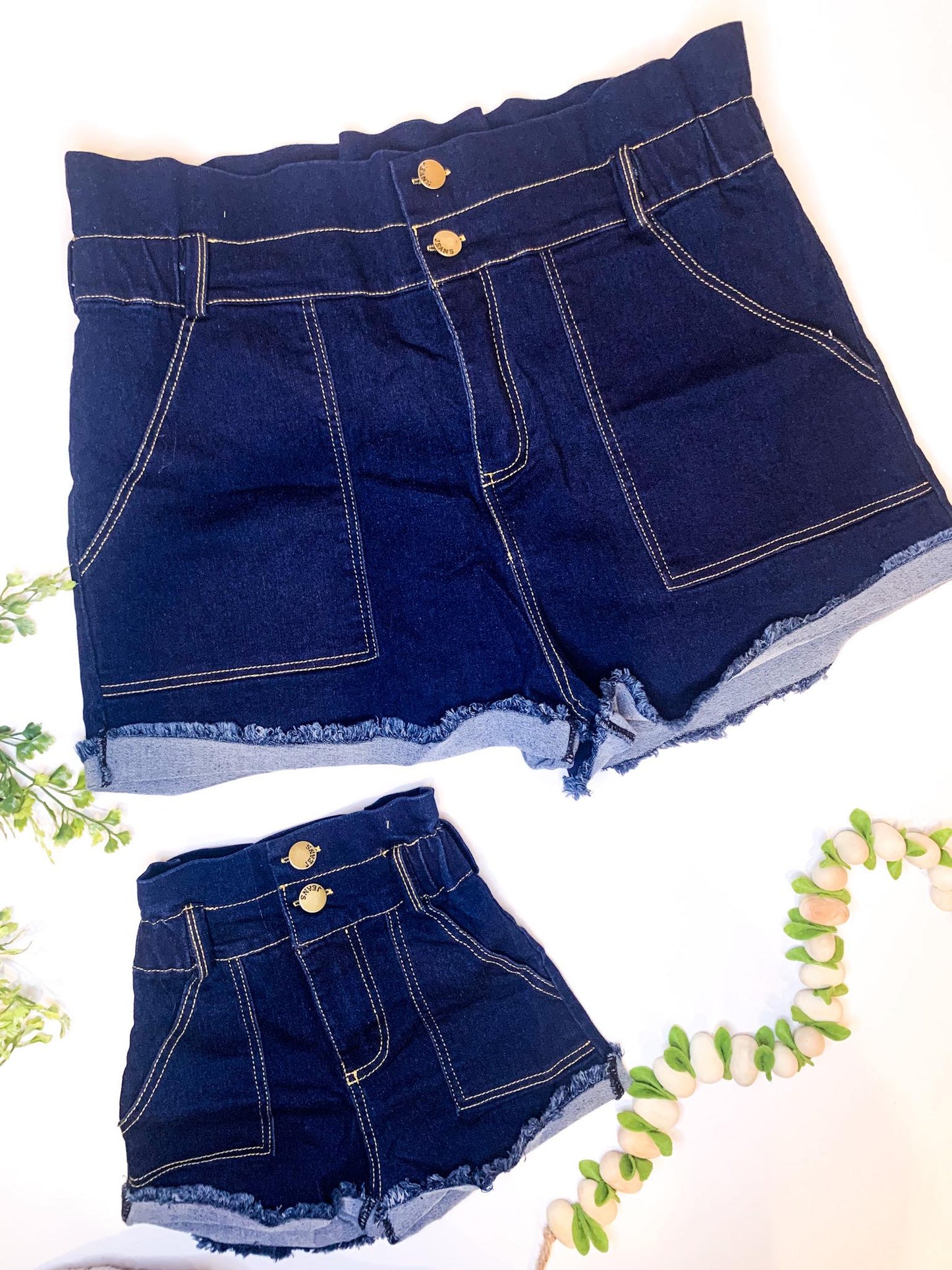 RTS: Mommy and Me Denim Paper Bag Shorts-