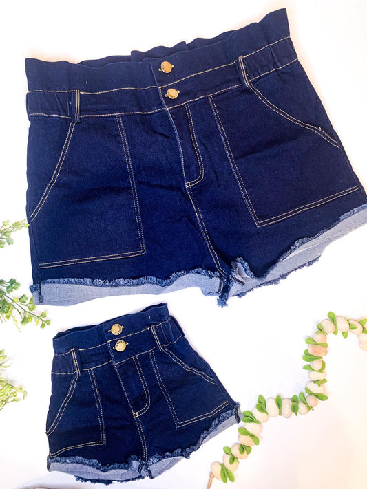 RTS: Mommy and Me Denim Paper Bag Shorts-