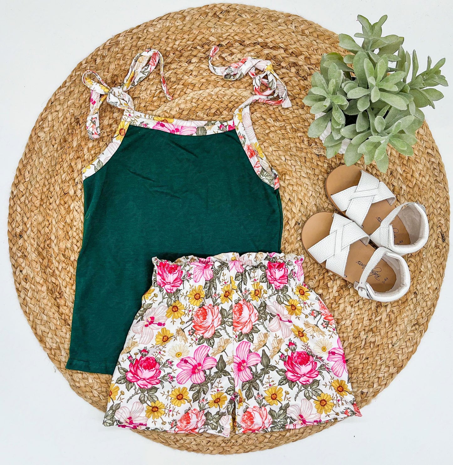 RTS floral bag shorts and tie tank-