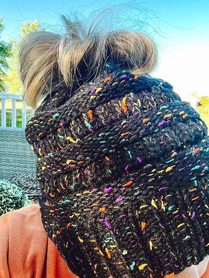 RTS CONFETTI KNIT MOMMY AND ME BEANIES-