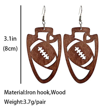 RTS: Football love wooden earrings-
