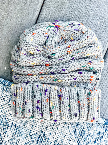 RTS CONFETTI KNIT MOMMY AND ME BEANIES-