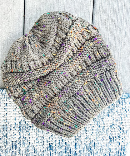 RTS CONFETTI KNIT MOMMY AND ME BEANIES-