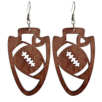 RTS: Football love wooden earrings-