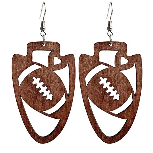 RTS: Football love wooden earrings