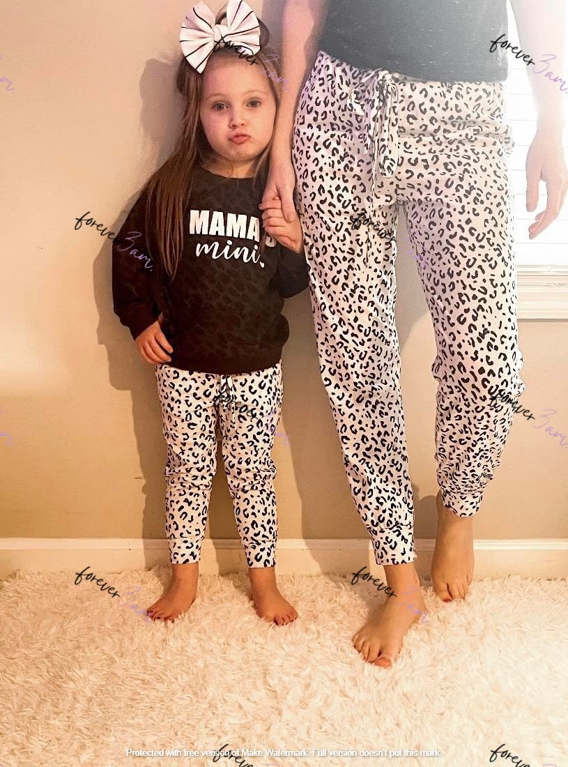 RTS: MINI AND ME leopard print joggers-