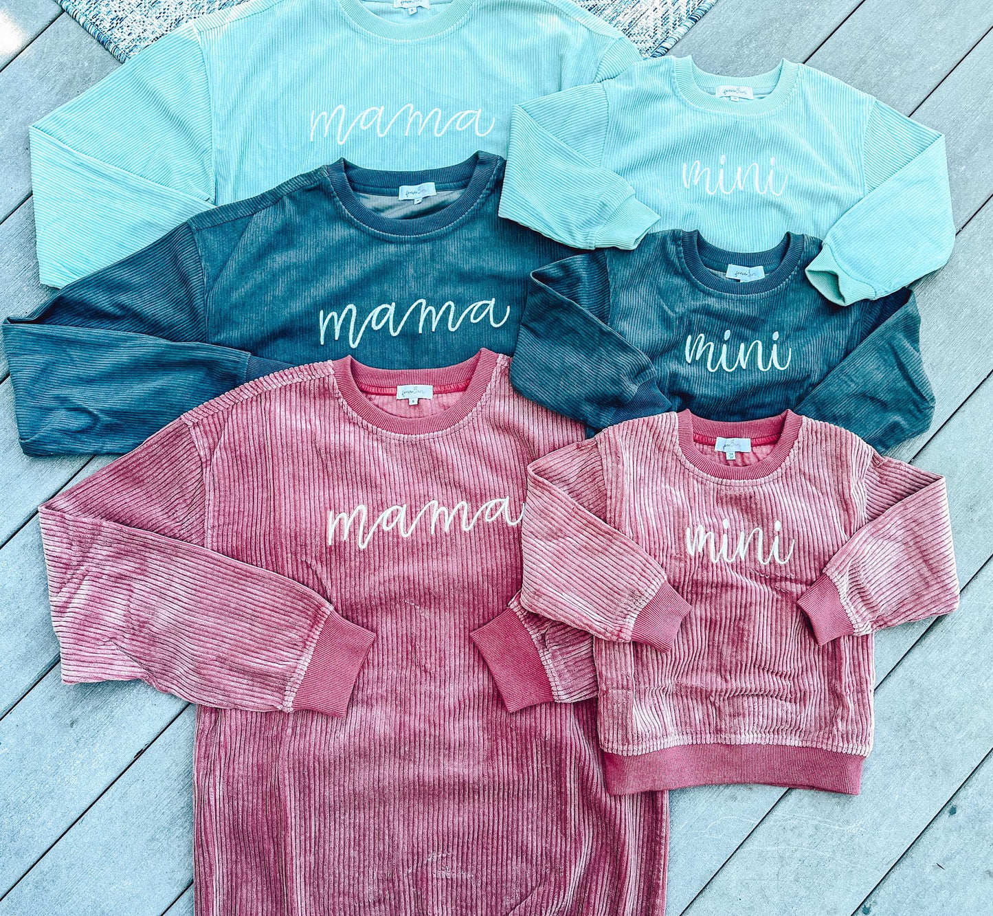 RTS: Mama & Mini Corded Crewnecks-